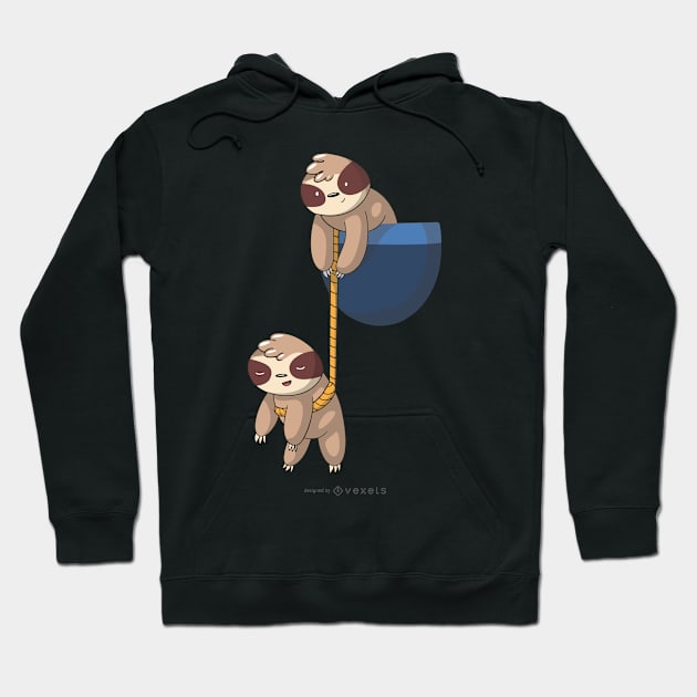 two cute Sloths Breast Pocket Hoodie by Bestseller